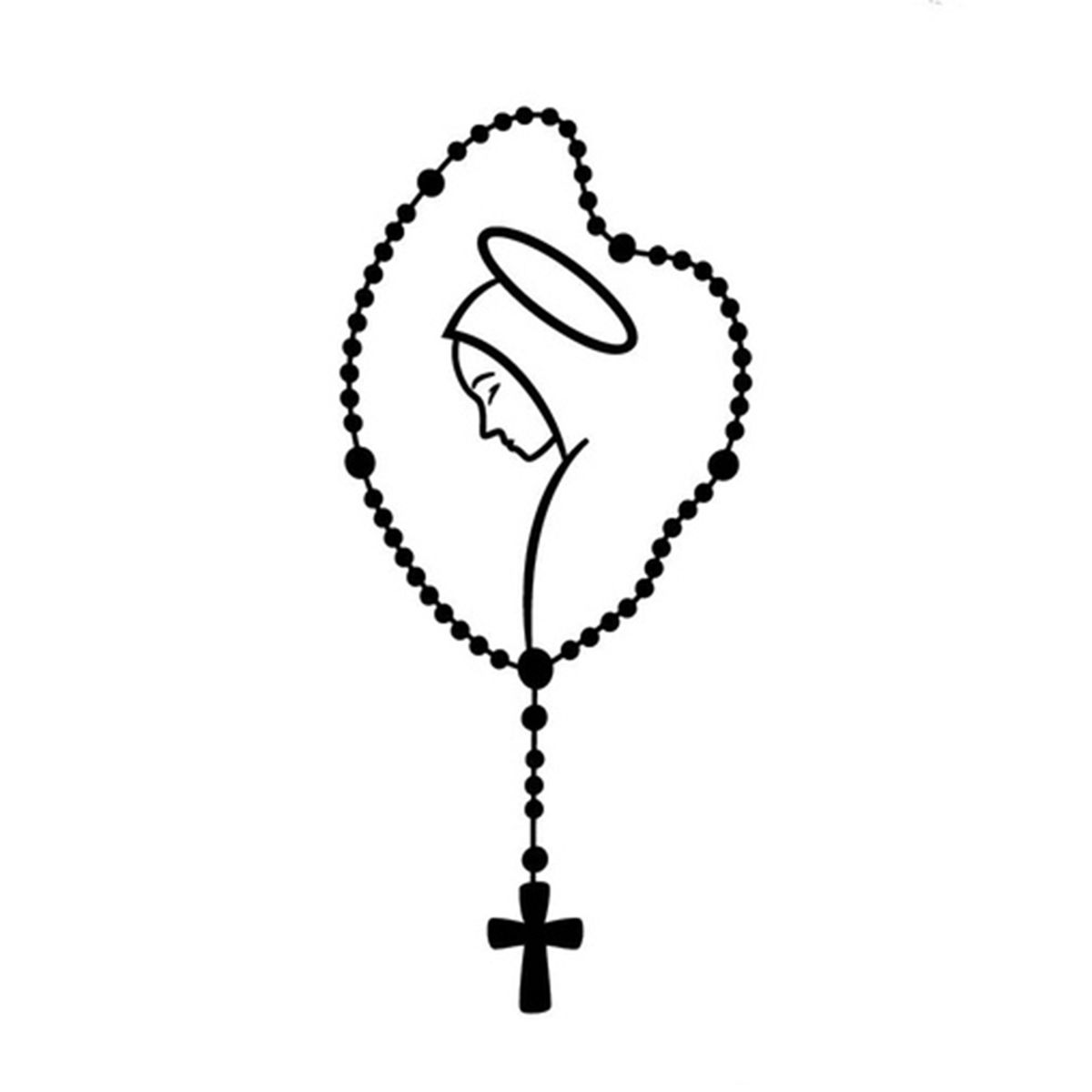 Self-adhesive Mary Rosary Car Body Bumper Window-Black