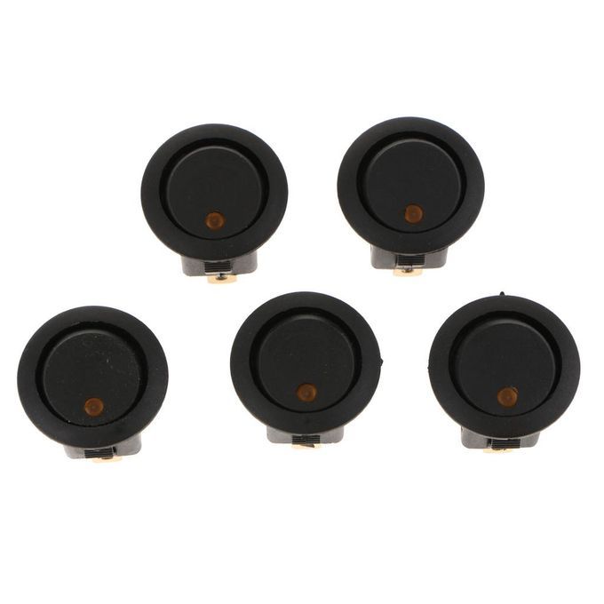 5 Pcs 12V 16A 3-PIN Dot Led   Round Rocker Toggle Switch Yellow Light