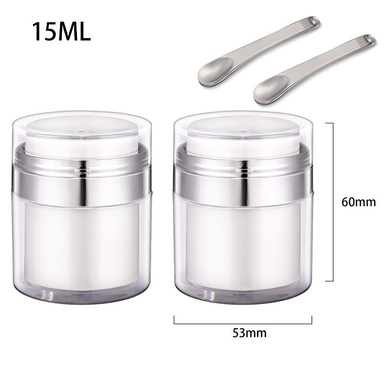 15/30/50g Empty Airless Pump Jar Refillable Acrylic Cream Bottle Vacuum Dispenser Portable Container Of Makeup Cosmetic(#2pcs 15ml With Spoon)