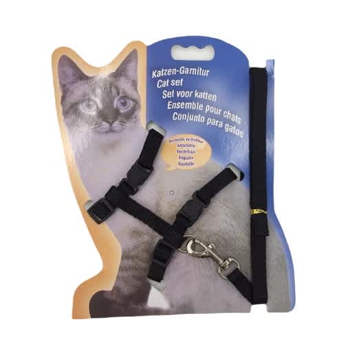 TD Cat Harness Leash Set - Black