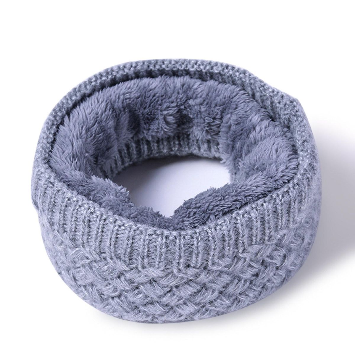Winter Warm Neck Gaiter Warmer Knit Fleece Lined Circle Scarf for Men Women