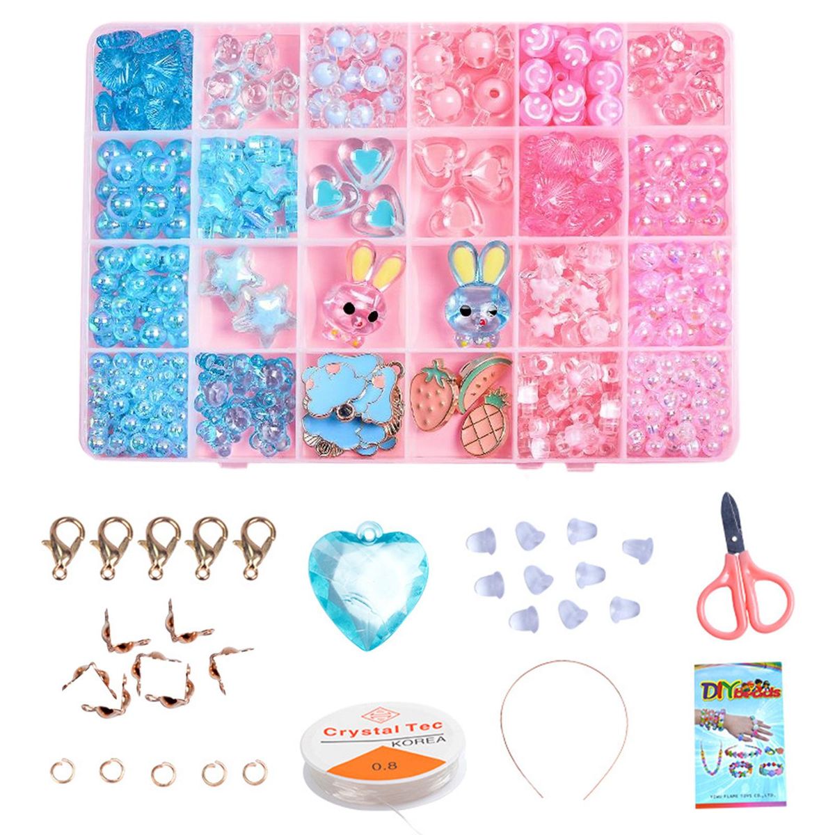 Children DIY Bead Set,   For Making Necklace Bracelet 24 Grid Bunny 1