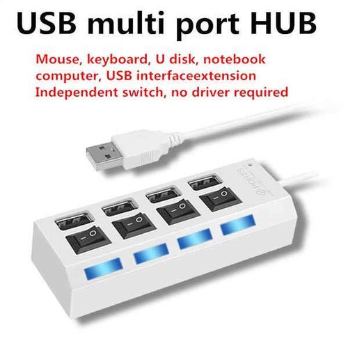 4 Port USB 2.0 High Speed USB HUB Laptop PC Slim USB Splitter-White
