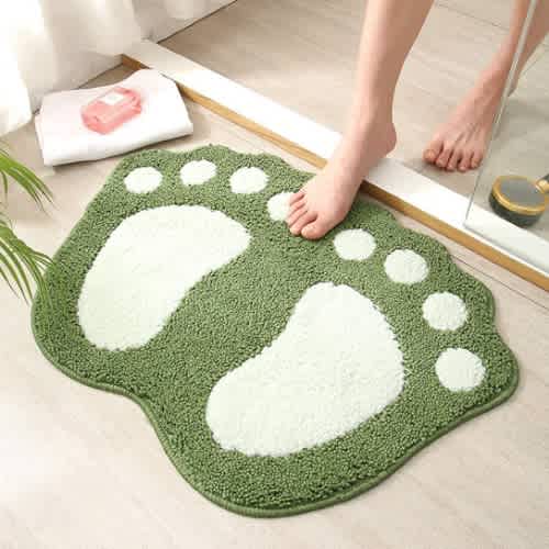 Absorbent Foot Shaped Door Mat - Green