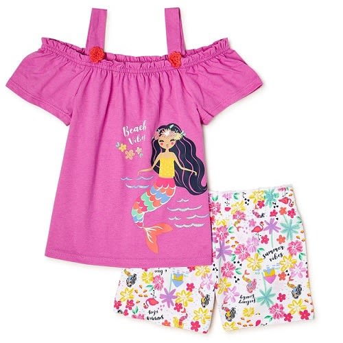 365 Kids Girls 2 Piece Cold Shoulder Outfit Set