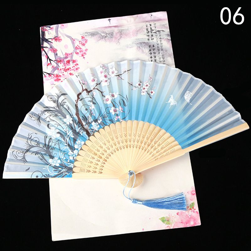 Style Dance Fan Cloth Decoration Bamboo Folding Retro Fans Ancient Fans Crafts Chinese Printed Japanese Hand Fan Art Vintage