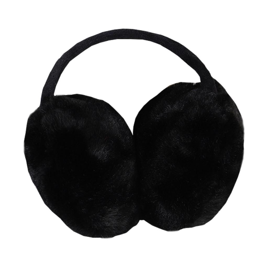Furry Ear Muffs Earmuffs Headphone Cute Solid For Winter Behind Black