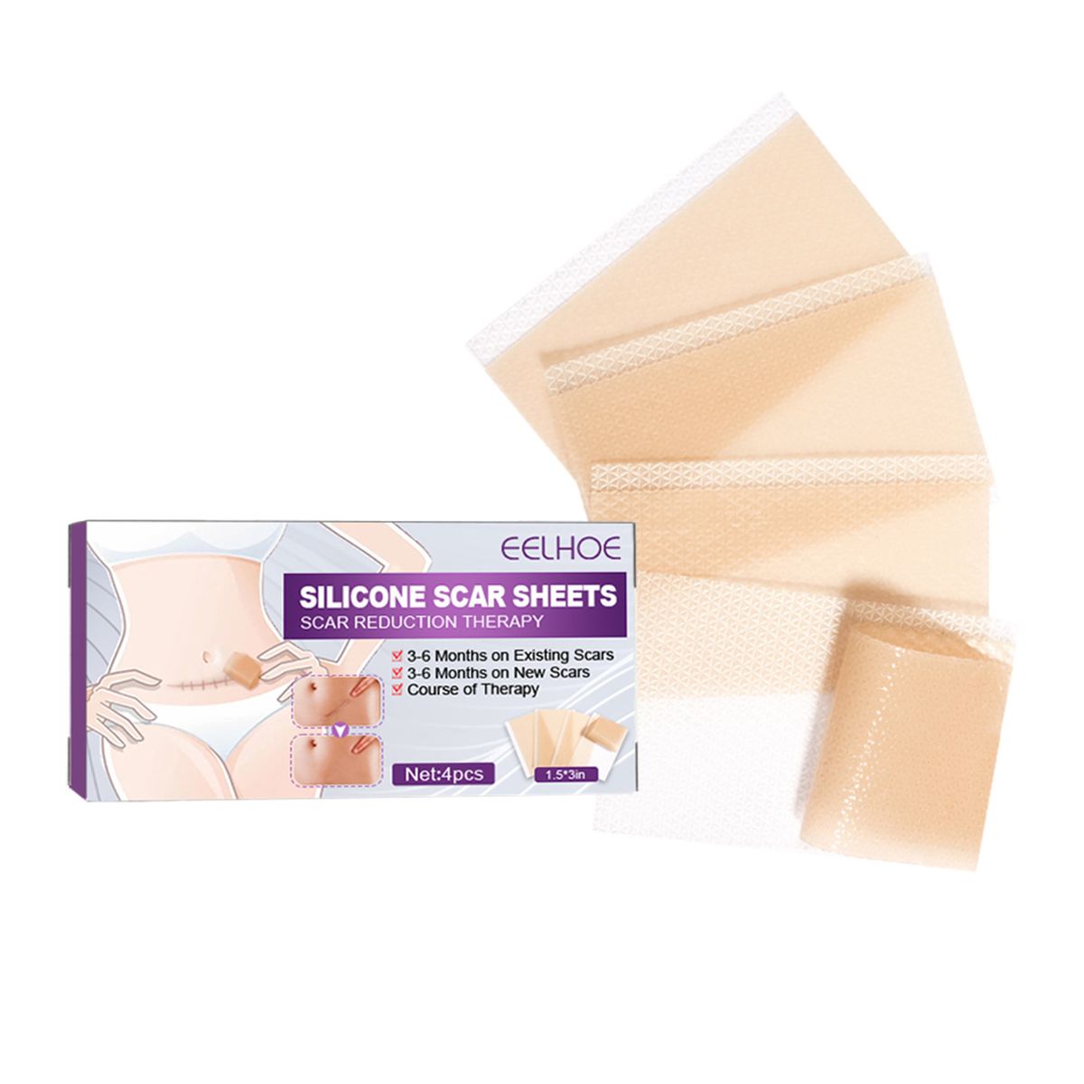 4Pcs Adhesive Silicone Scar Sheets Safety