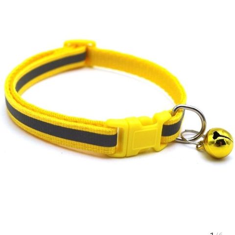 Reflective Collar For Cat Puppy And Small Dogs With Bell Yellow