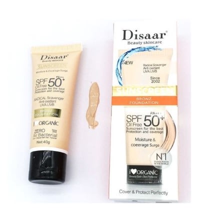 Disaar Spf 50 Natural Sun Protection Tinted Foundation Cream