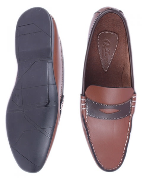 Loafers In Two Shades - Brown