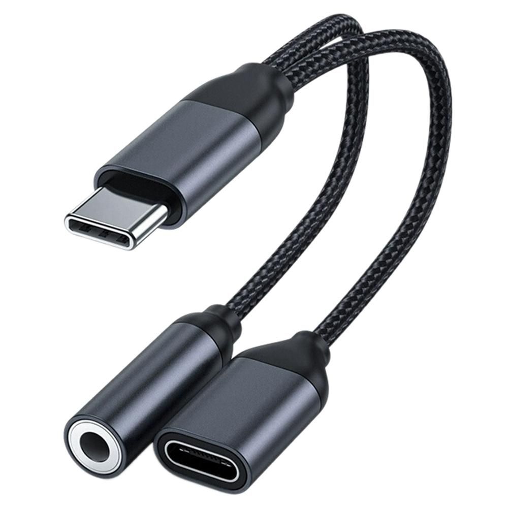 2-In-1 Type C to 3.5mm Headphone and Charger Adapter USB C