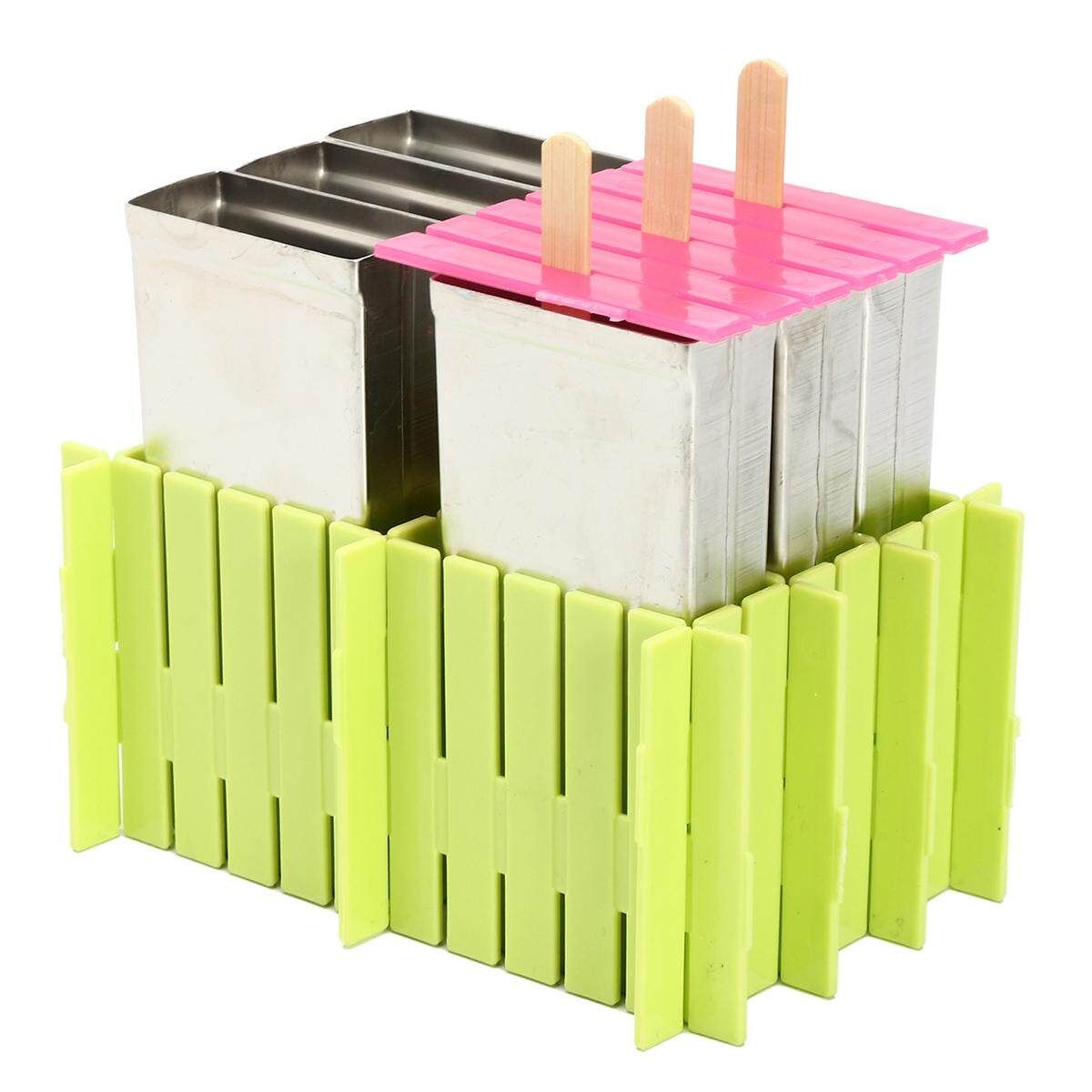 6 Mould Stainless Steel Mold Ice Lolly Popsicle Ice Holder Commercial 6 Round Head Flat Plate   Plastic Frame