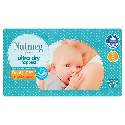 Nutmeg Ultra Dry Nappies Size 3 - 56-pack