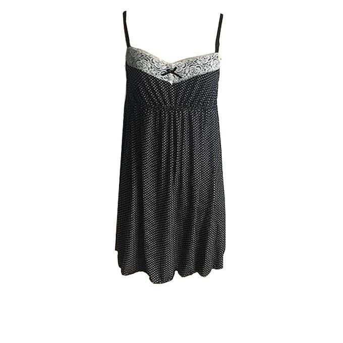 Women Lace Patchwork Dots Dress Causal Sleeveless Knee