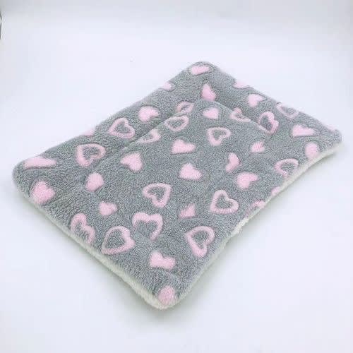 TD Dog Crate Mat With Love Sign - Grey & Pink - Medium