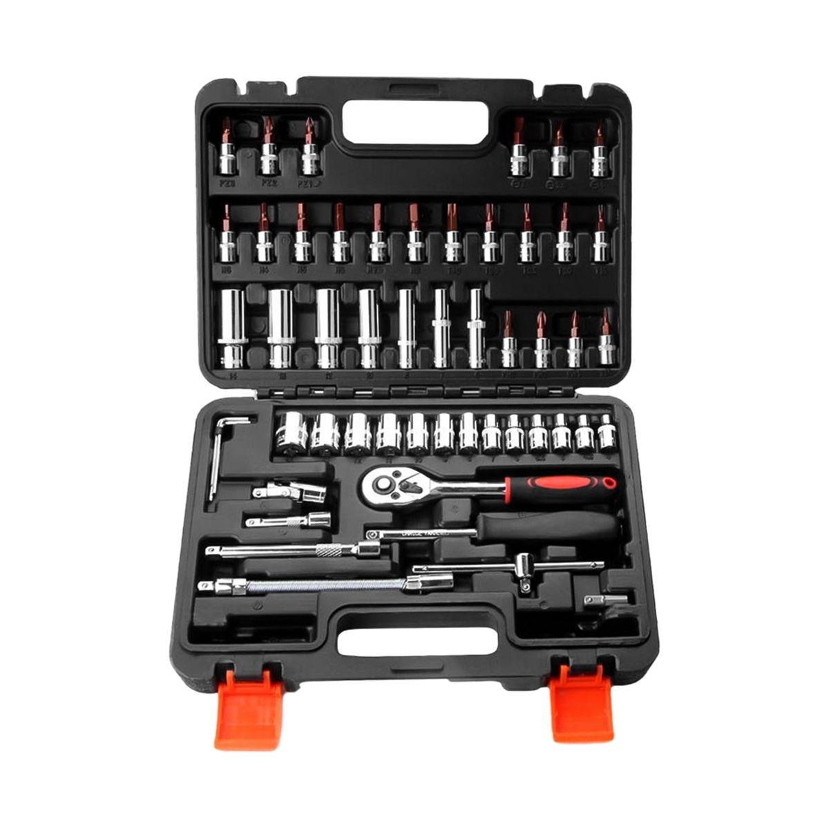 53-Piece 1/4 Socket Set For Home Car Automobile Bike