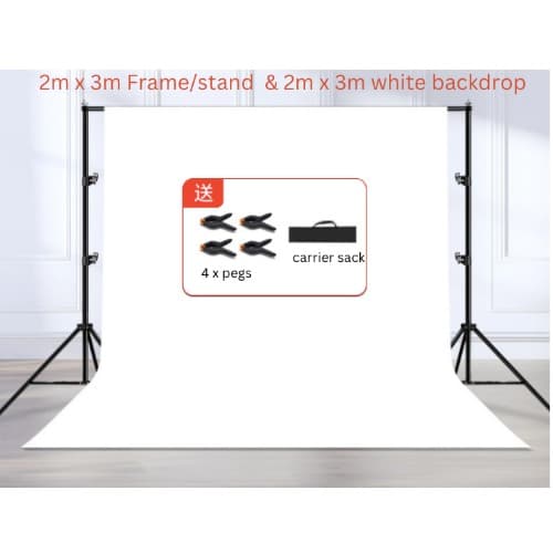 2 X 3 Meter Photo Background Stand & White Backdrop
