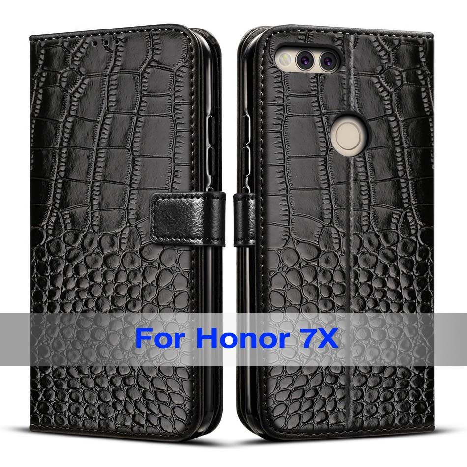 For Huawei Honor 7X Case Honor7X Magnetic TPU And Flip Leather Case For Honor 7X Back Cover Protect Skin Silicon Case-Black