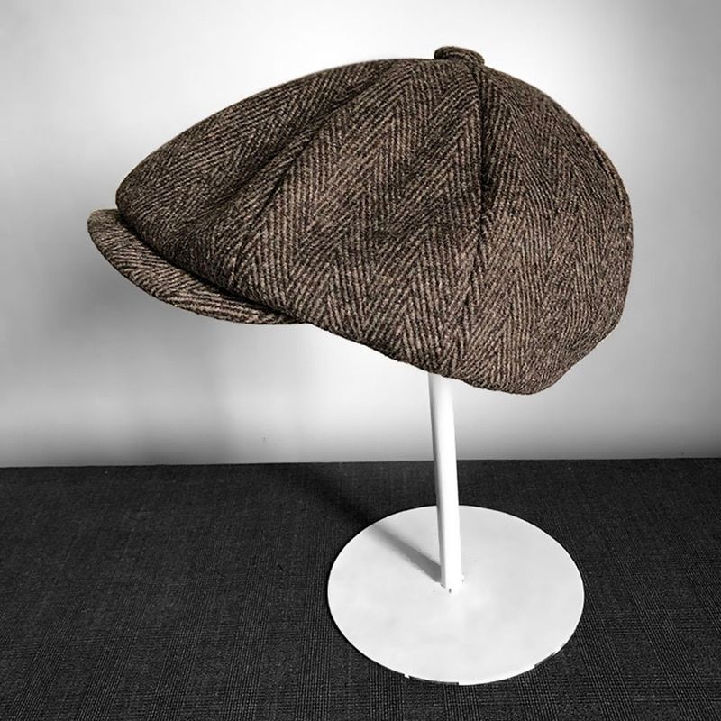 Tommy Shelby Men Berets Top Grade Vintage Herringbone Octagon Winter Cap Gatsby