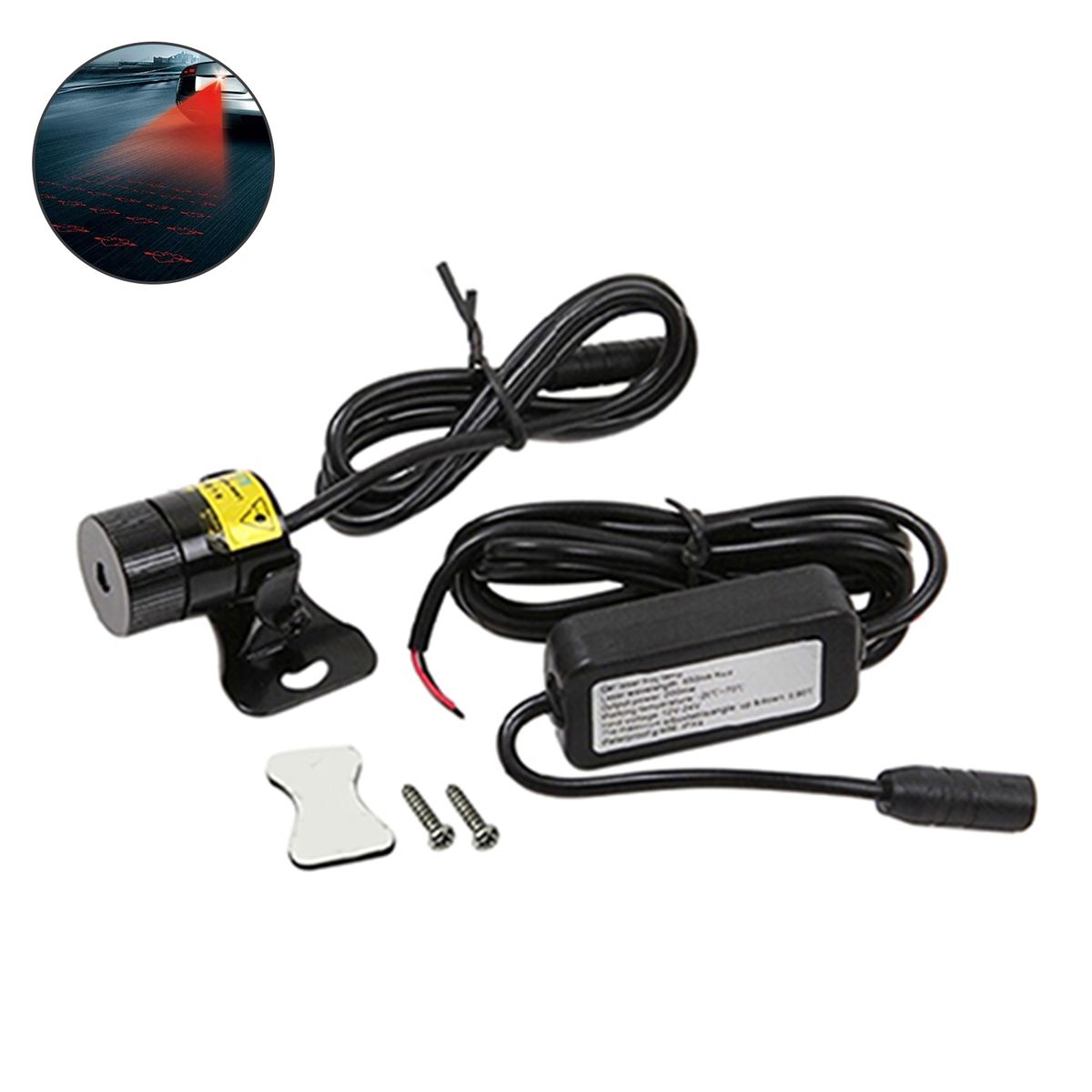 Car Laser Tail Fog Light Rainproof Anti Collision-Black