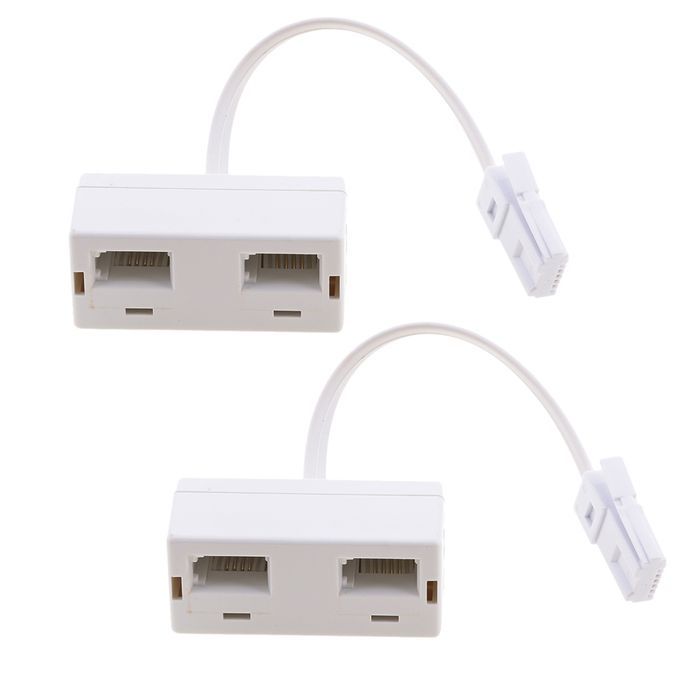 2x RJ11 UK Male To UK Female Adapter Double Socket Telephone Splitters