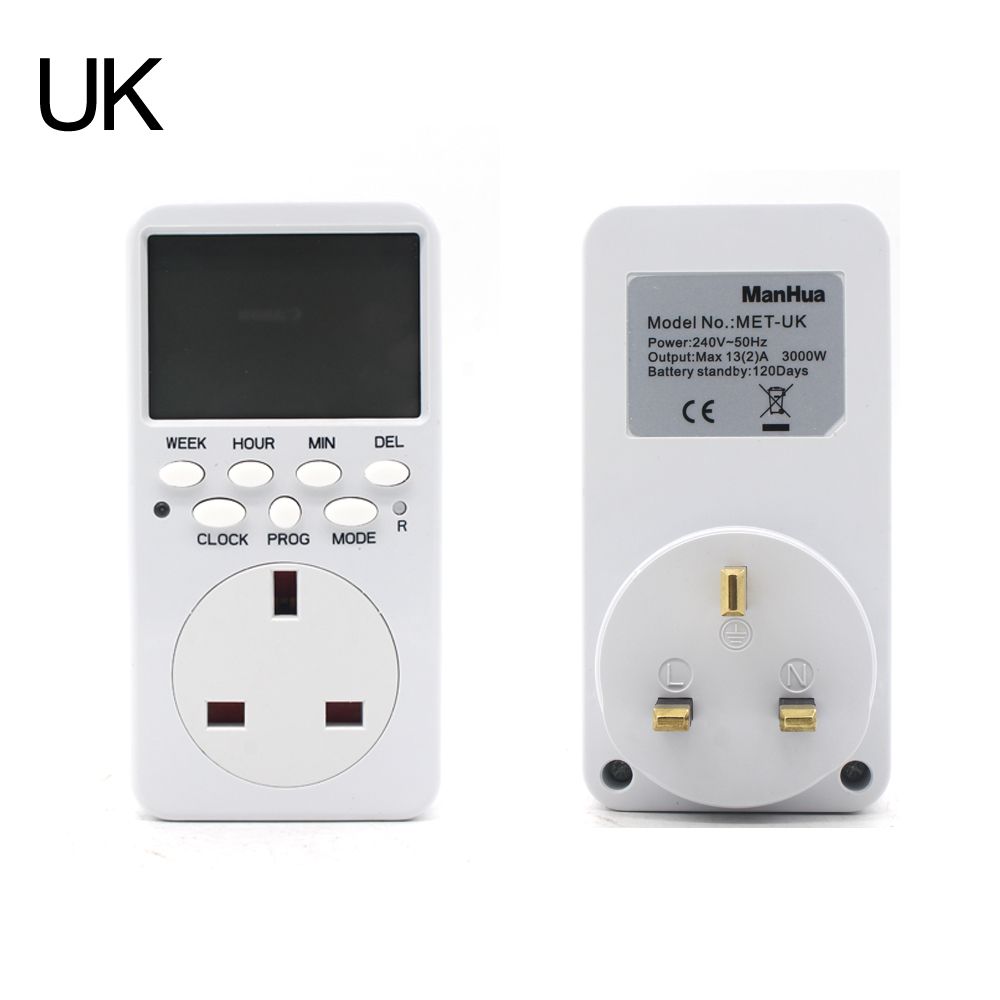 Manhua Electronic Digital Timer Switch 24-hour Cycle EU UK FR Plug Intelligent Home Timer Socket