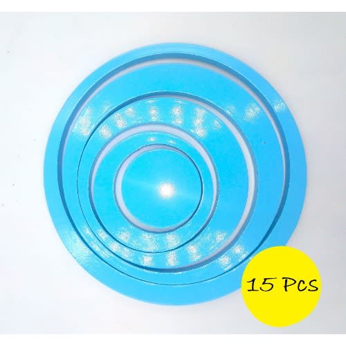 3d Wooden Circle Creative Wall Sticks Blue - 15pieces