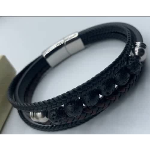 Layered Beaded Men Bracelet- Black
