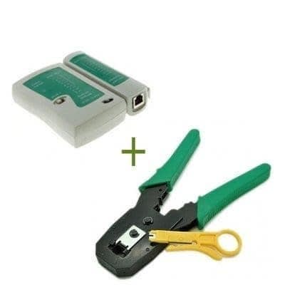Network Lan Cable Tester Test Tool + Networking Crimping Tool For Mudular Connector
