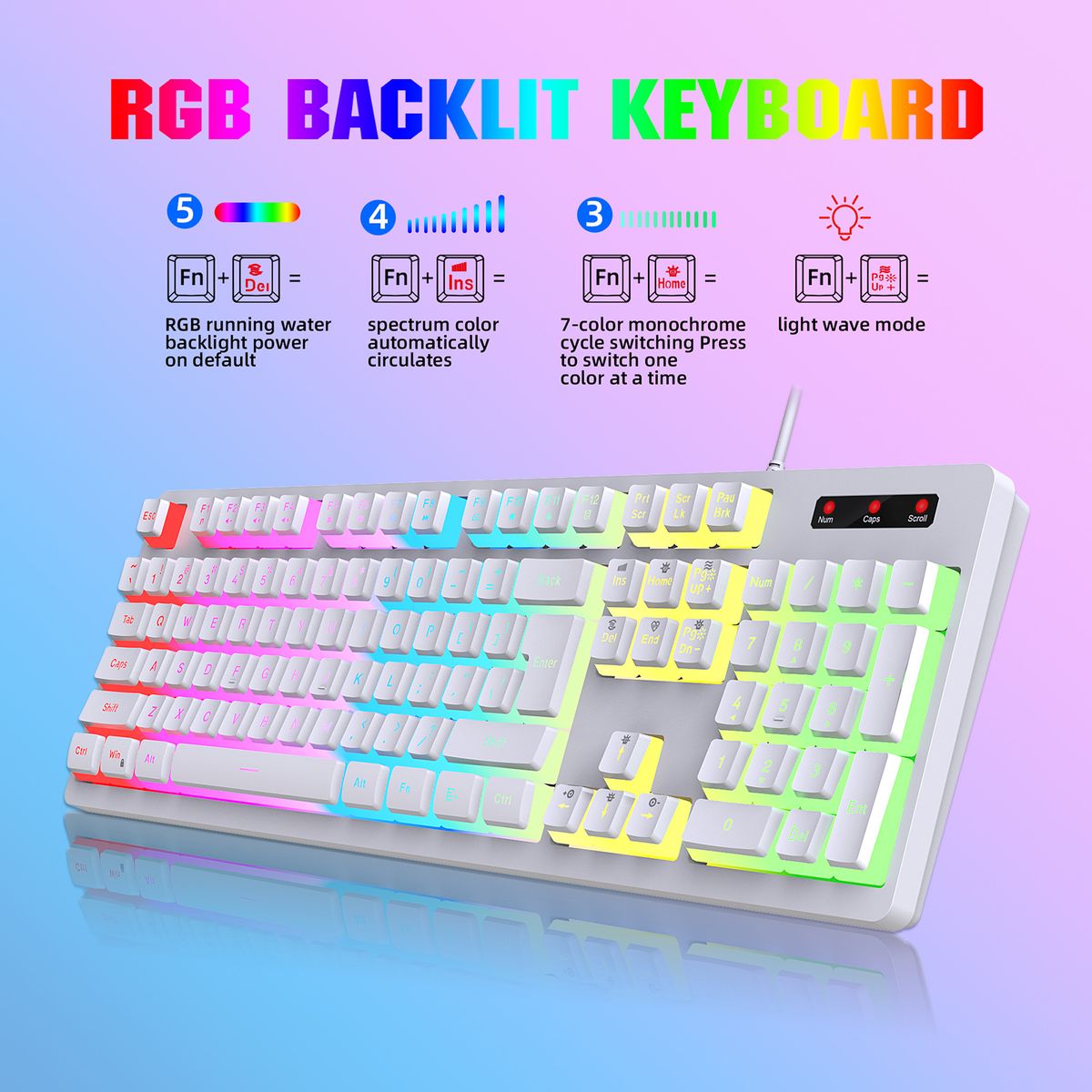 L200 RGB Keyboard 104-Key Wired Gaming Keyboard Backlit