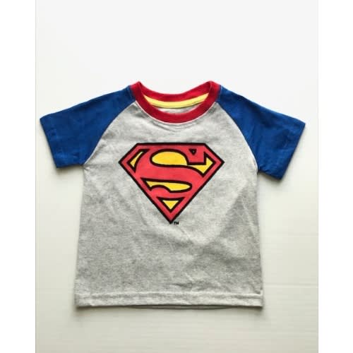 Superman Boy's Crested Graphic T Shirt With Super Hero Blue Cape