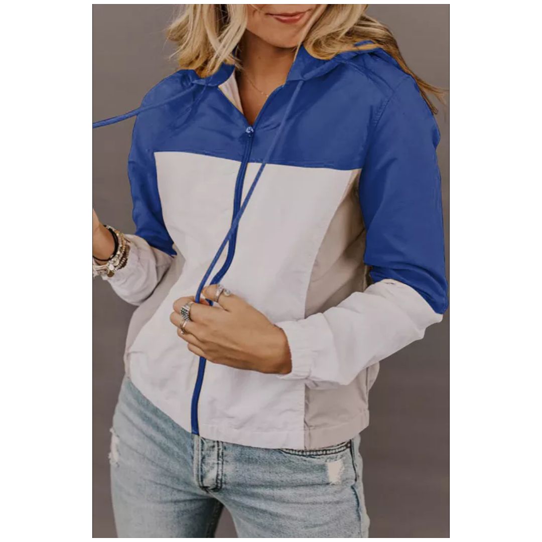 R Blue Color Block Jackson Zip Jacket