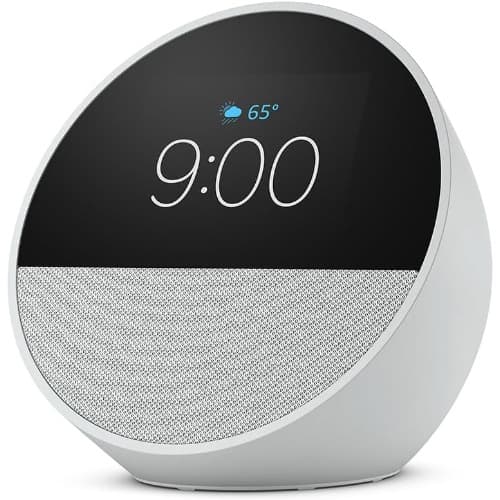 Echo Spot  - 2024 Release - Smart Alarm Clock For Your Nightstand + Alexa Glacier White