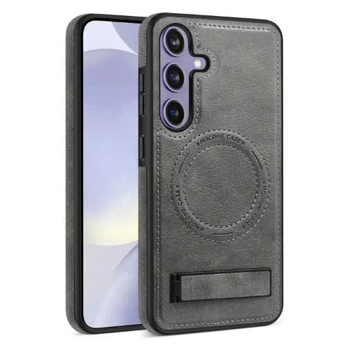 S24 Genuine Leather Magsafe Rugged Case With Kickstand