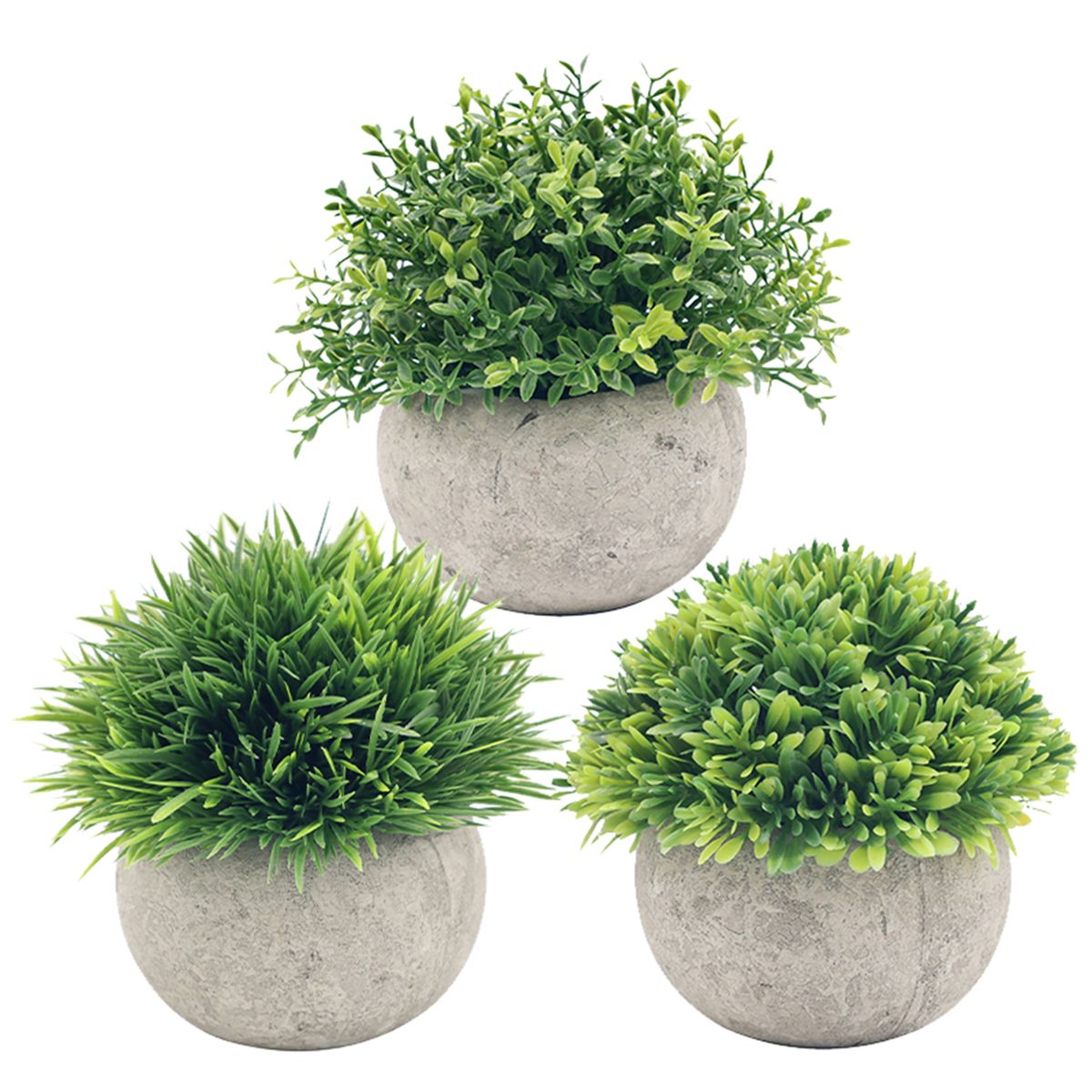 3 Pack Mini Artificial Plants  Green Grass Pot Artificial