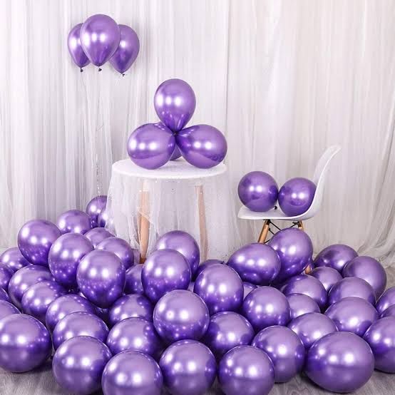 Metallic Chrome Shinning Latex Balloon- 50 In 1 Pack-Purple