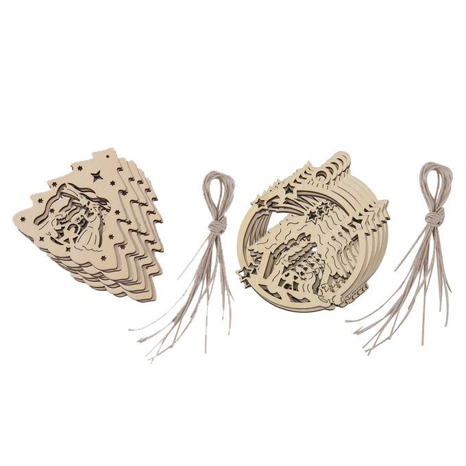 Pack20pcs The Birth Of Jesus Wooden Tag Embellishment With Strings