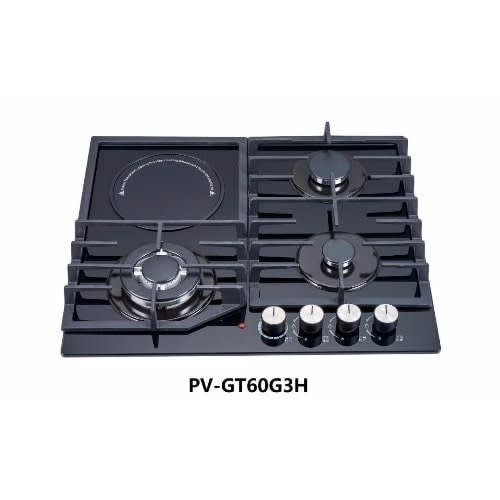 Tempered Glass 3 Burner + 1 Electric Ceramic Plate Cooker Top - 60cm X 50cm
