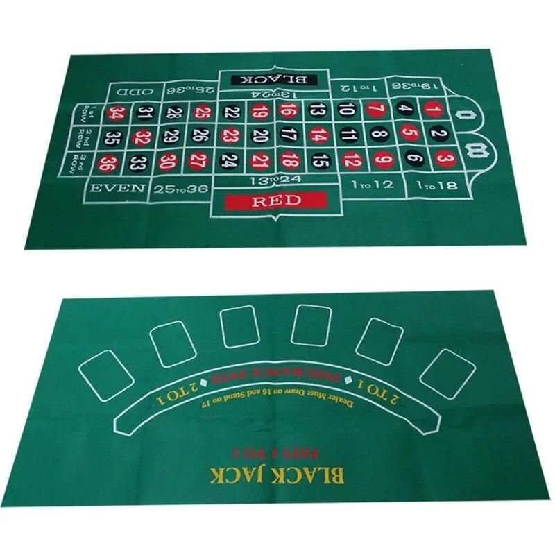 Double-sided Non-woven Game Tablecloth Russian Roulette & Blackjack Gambling Table Mat Board Game 120*60cm