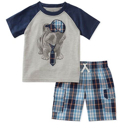 2 Pieces Short Set, Navy/gray,