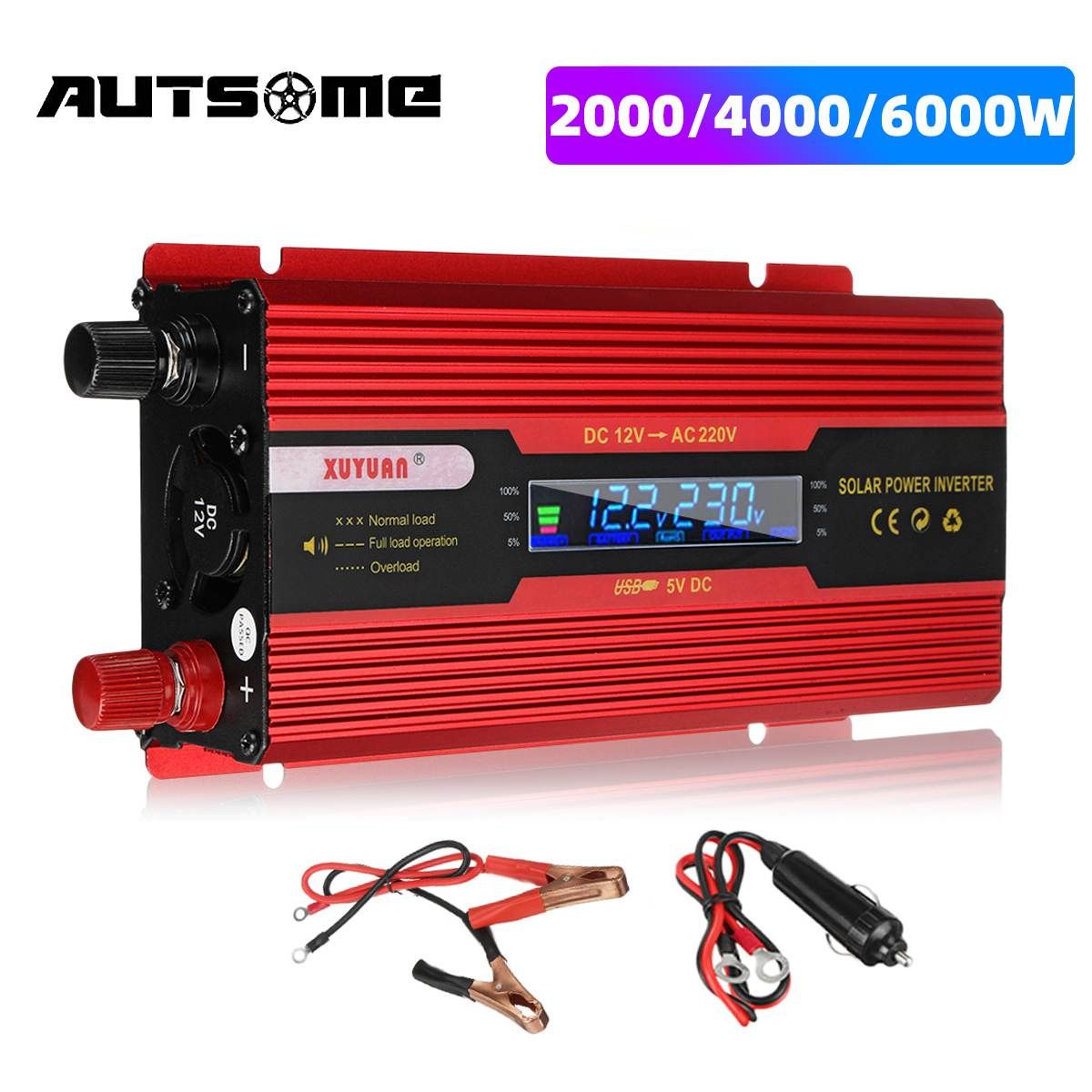2000W/4000W/6000W DC 12V To AC 220V Modified Sine Wave Inverter Charger Converter Adapter With Intelligent Dual Digital Display-4000W