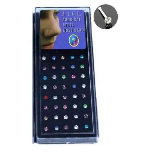 316l Surgical Steel Nose Stud - 60pcs - Multicolour