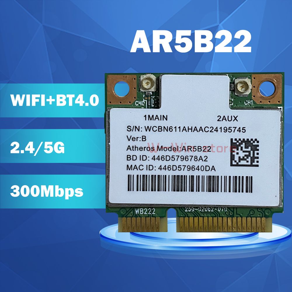 Atheros AzureWave AR9462 AR5B22 WB222 Half Mini PCIe