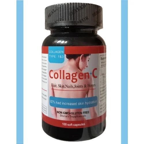 Hydrolyzed Collagen Plus Vitamin C Anti-aging Supplement - Type 1 & 3 - 100caps