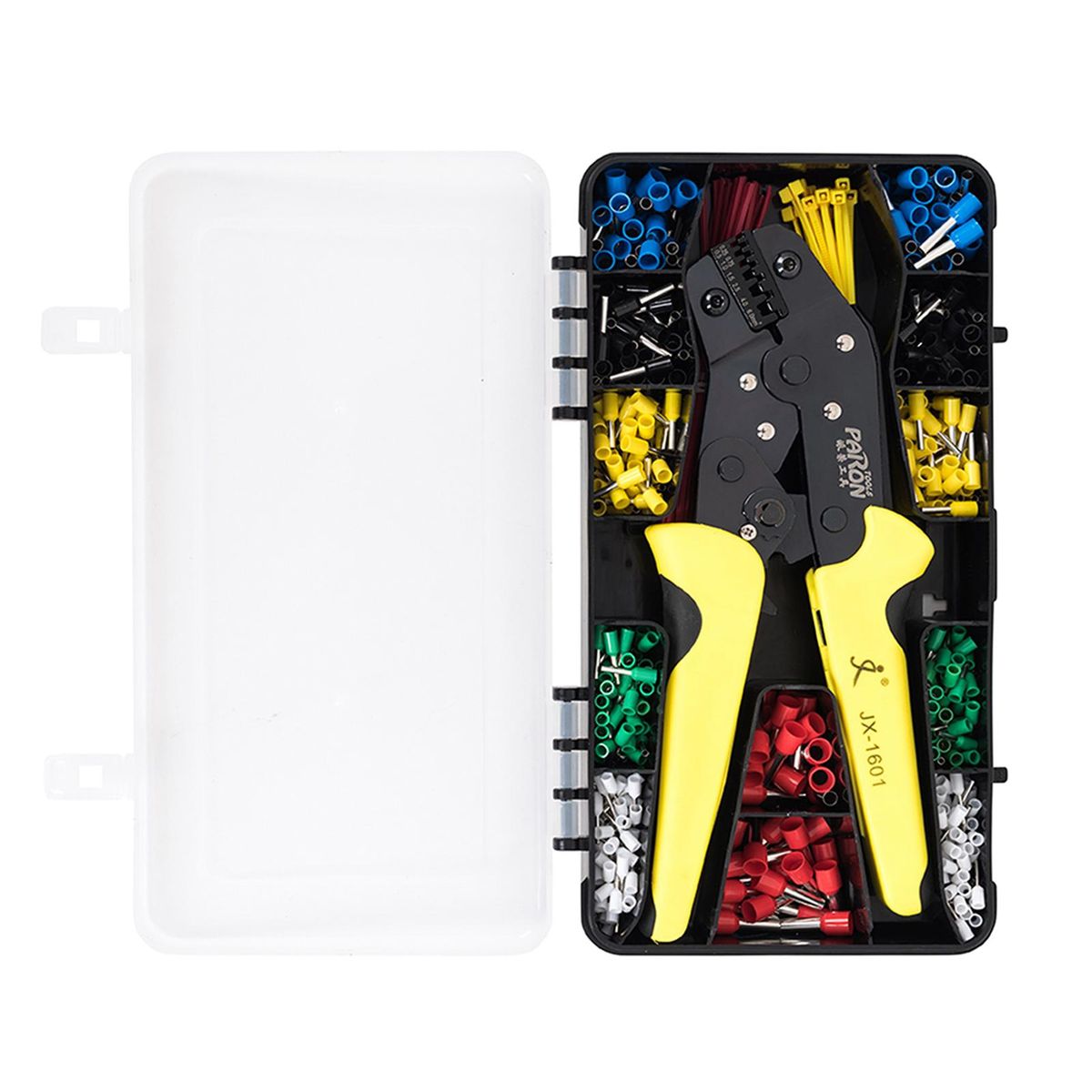 Crimping Tool Kit Includes 24-10 AWG Ratcheting Wire Crimper Plier 600pcs Insulated Wire Connectors Pin Terminals 40pcs Cable Ties