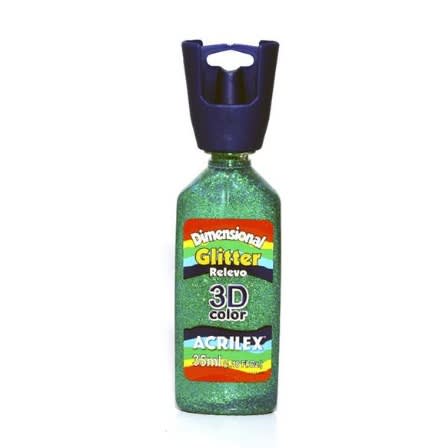Acrilex Dimensional Relief 3D Glitter Color - 35ml - Verde x 2 Pcs