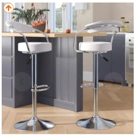 Swivel Adjustable Height Bar Stool - Set Of 2 - White