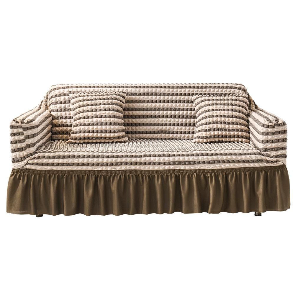 Luxury Fabric Sofa Slipcover Non-Slip All Seasons For 4 Seats-Coffee