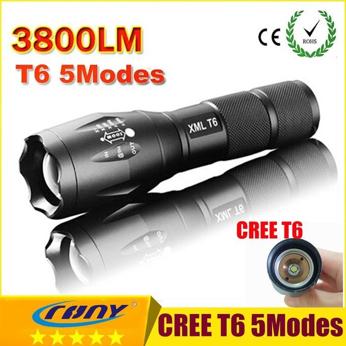 Cree XML T6 LED Torchlight Flashlight Zoom 3800 LM Torch(Black)